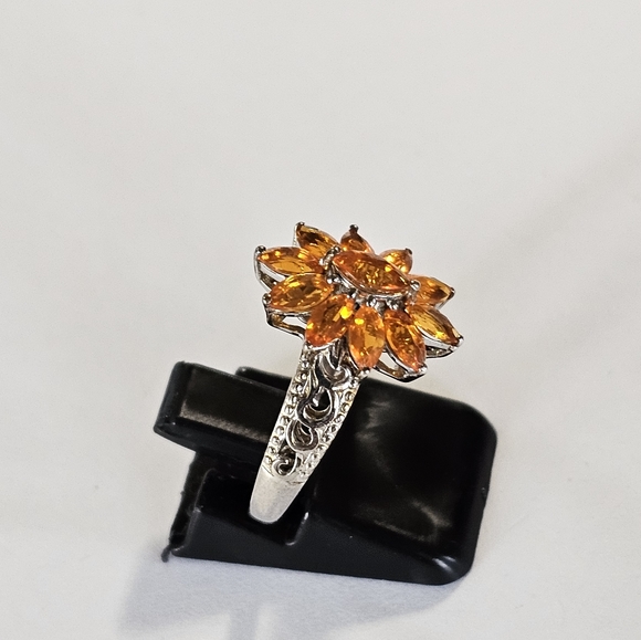 Jalisco Fire Opal Ring Size 7.5 Platinum/925! 😲 - Picture 4 of 14